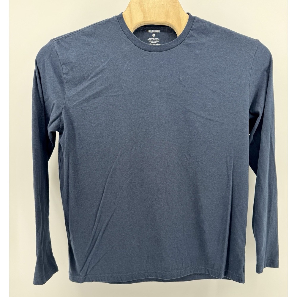 True Classic Crew Neck T Shirt Men's Size XL Dark Blue Stretch Solid Long Sleeve